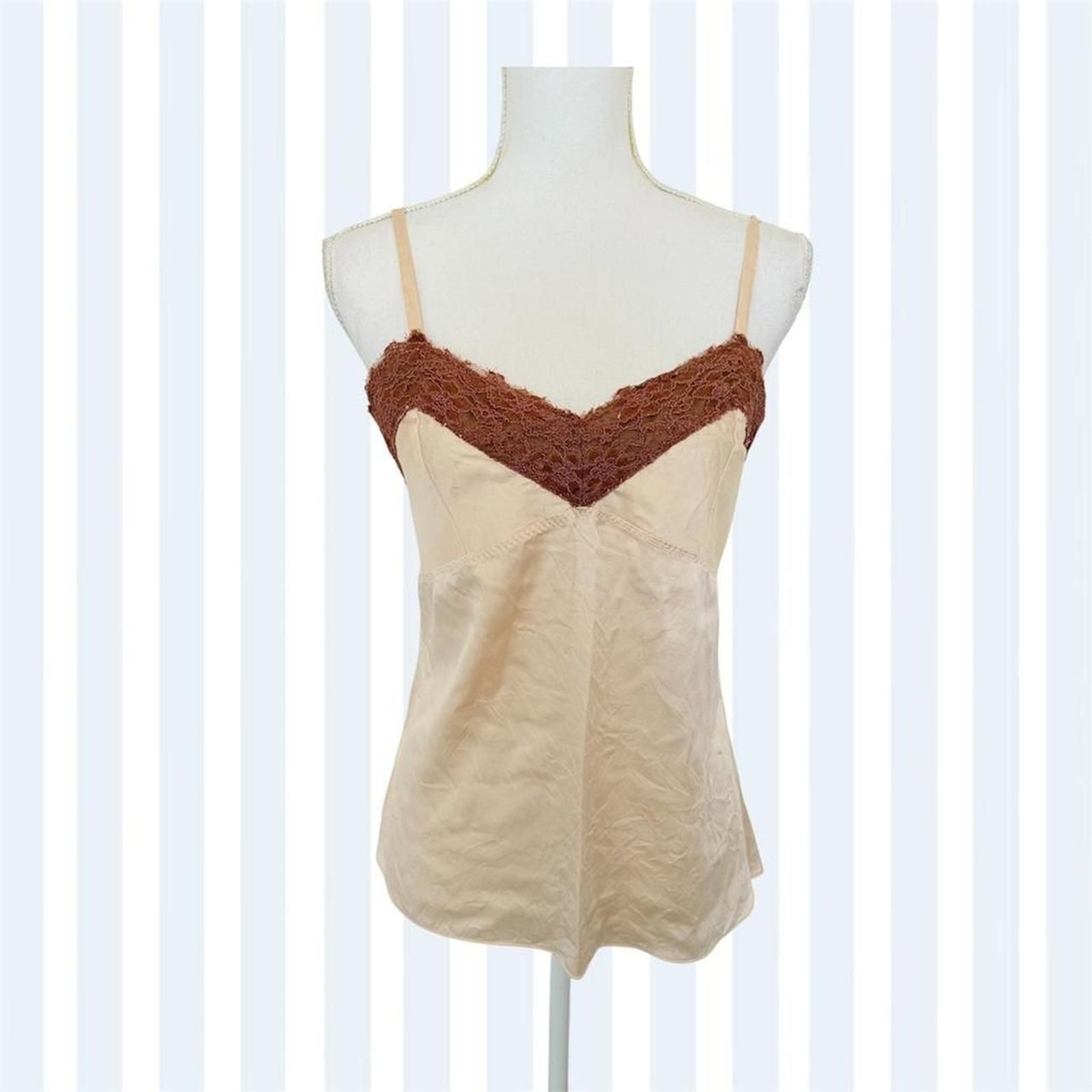 Moda International Vintage Women’s Silk Blend Lace Trim Camisole Top S