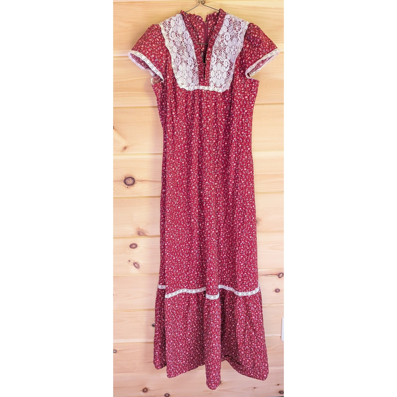 Vtg Liberty House Maxi Dress Sz 13 Cottagecore Prairie Boho Lace Ditsy Floral
