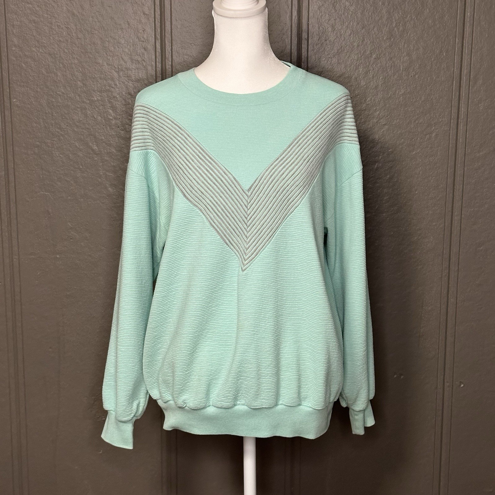 Vintage Ribbed Sea Foam Green Pullover