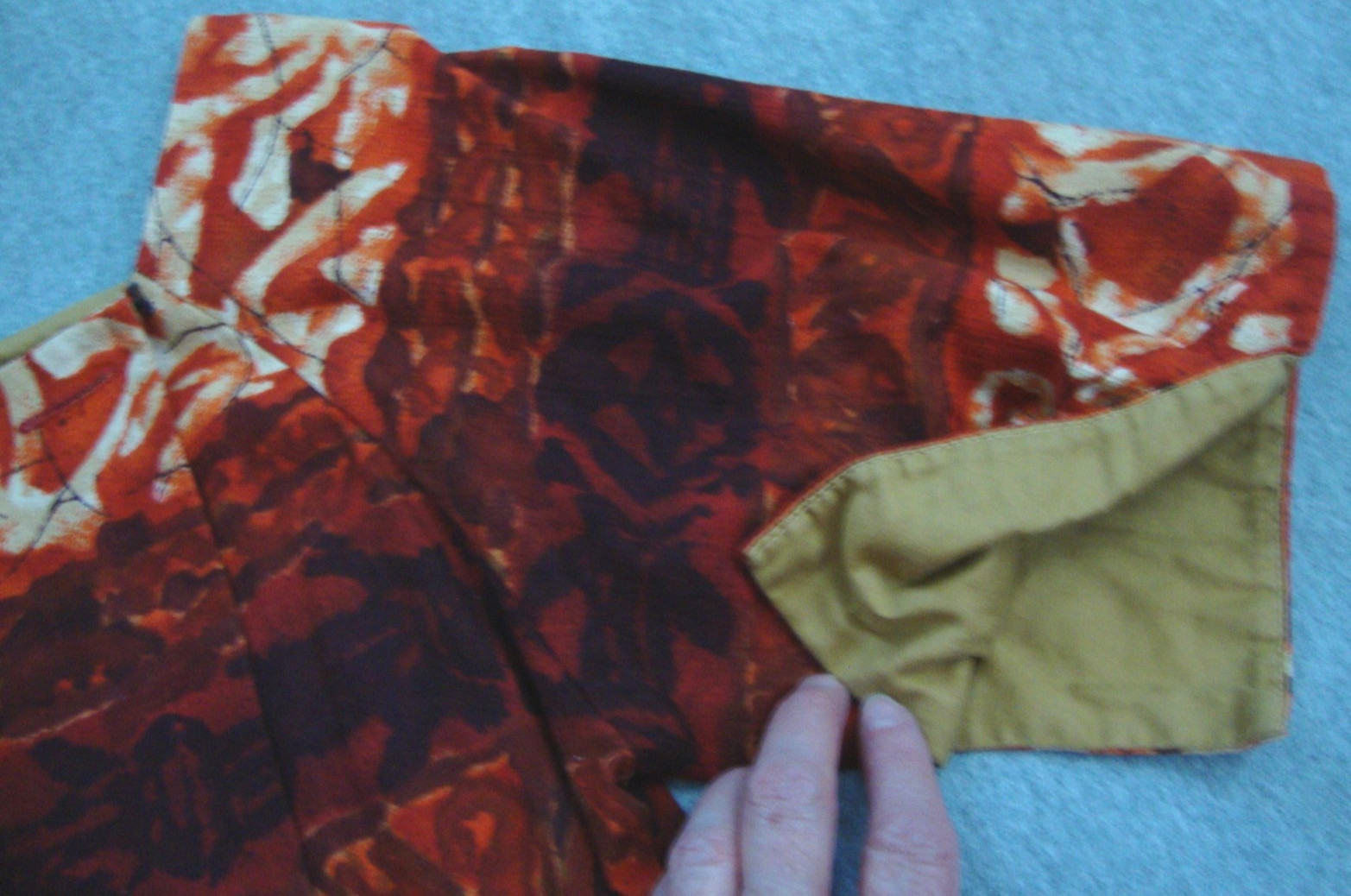 Kiyomi of Hawaii S Vintage 60s DRESS Orange Barkcloth Wraparound Shift Tiki
