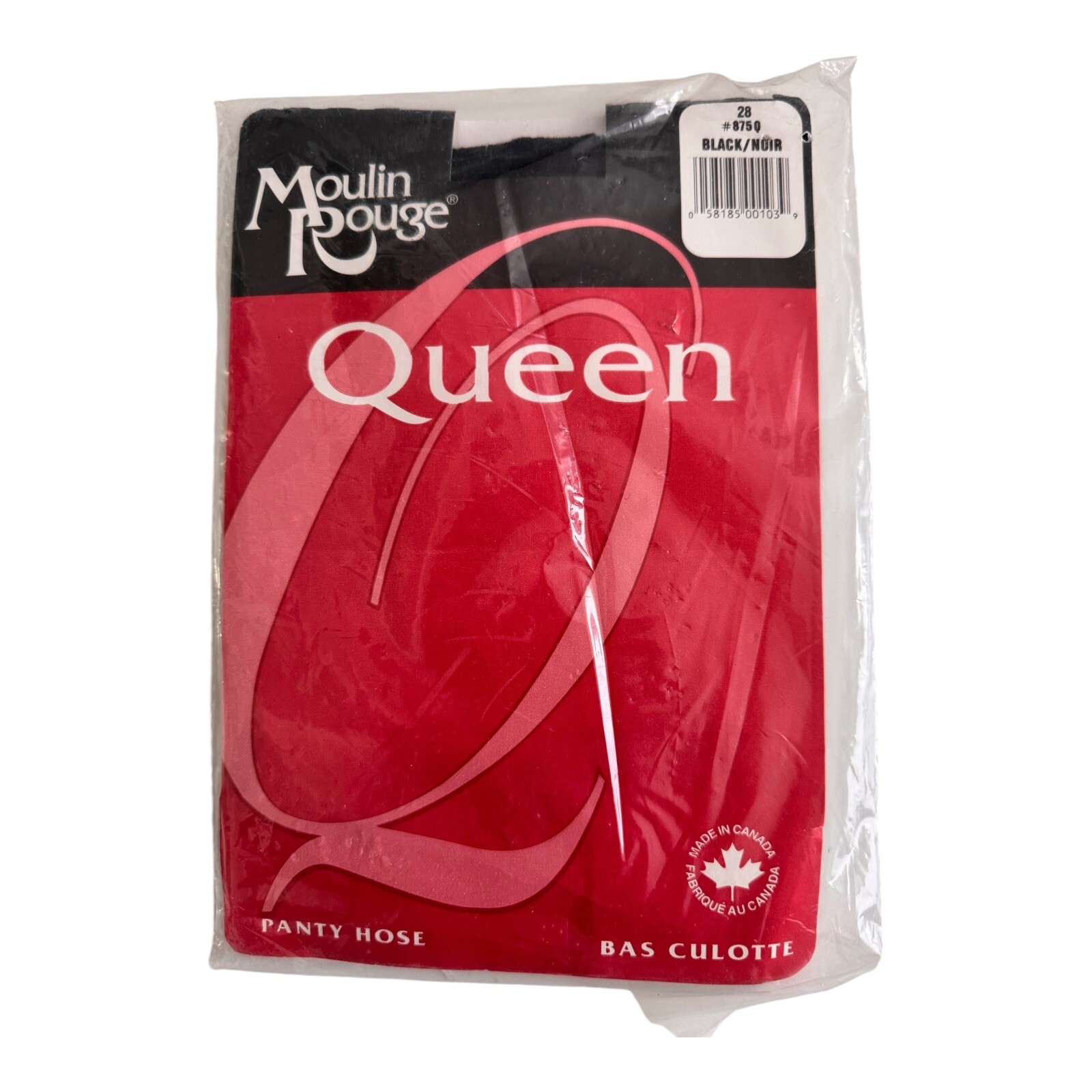 Vintage Moulin Rouge Queen Pantyhose Black 100% Nylon Made in Canada