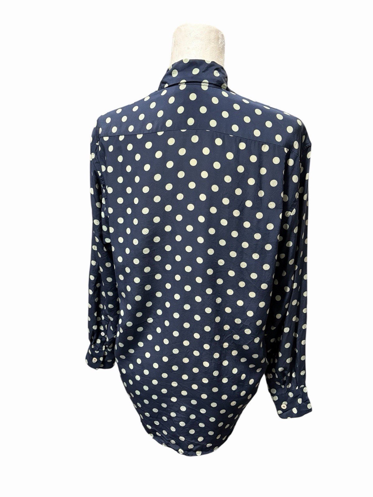 Vtg 80s 90s Polo Ralph Lauren Women’s Silk Polka Dot Blouse Blue Label Size 6