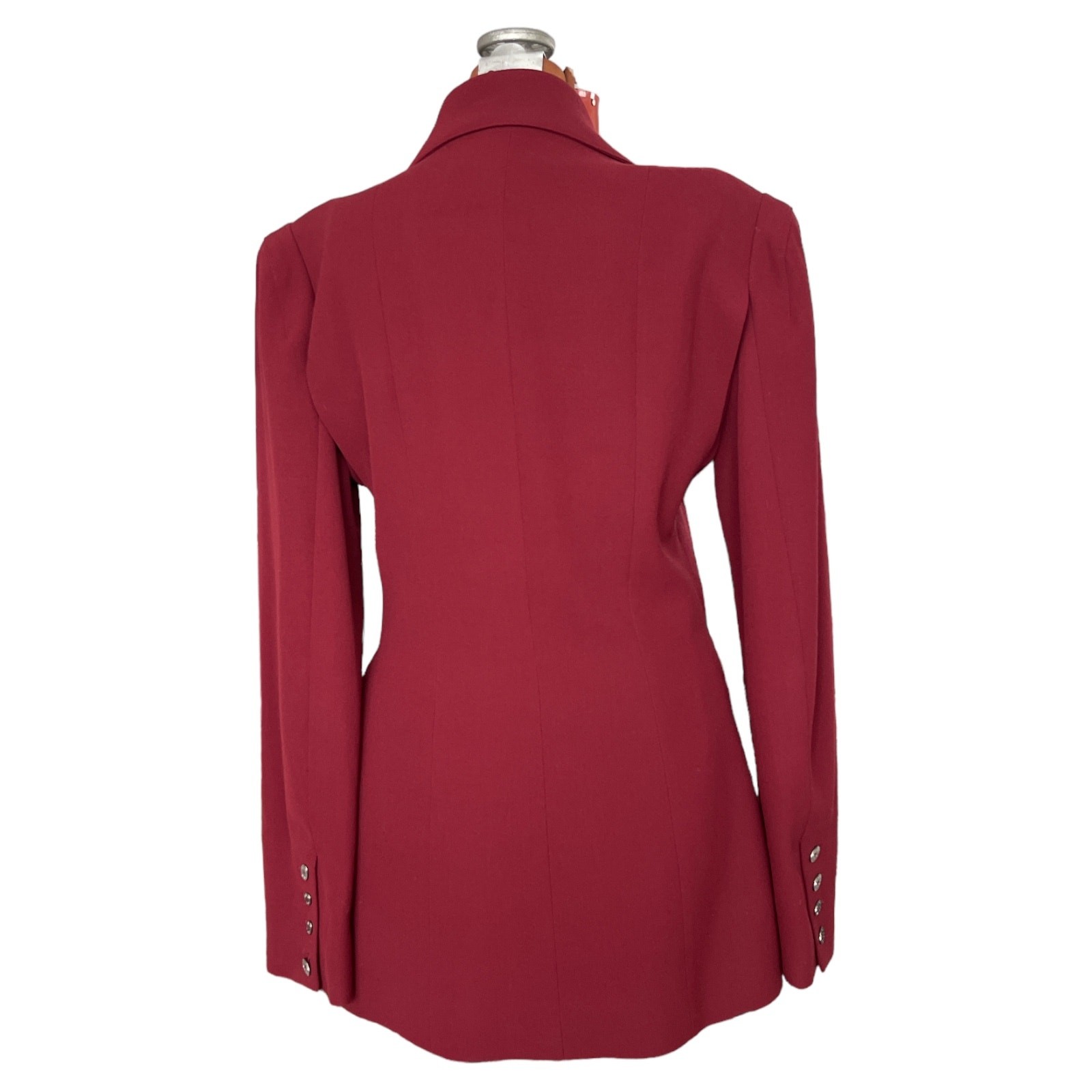 Lagerfeld Wmns Sz 38 Vintage 90s Maroon Fitted Blazer Retro Vintage Cool Work