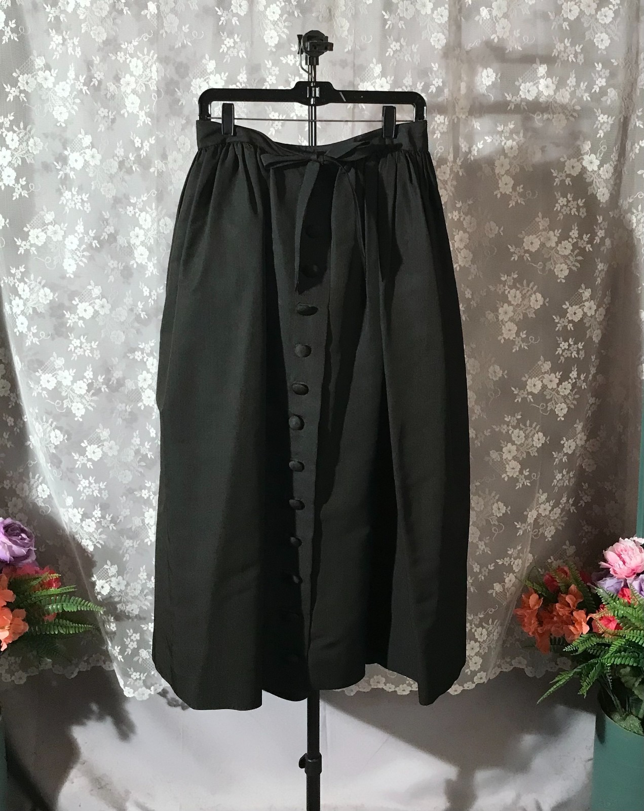 Antique Edwardian Black Skirt Size Small 1910s 1900s Dark Gothic Victorian Goth