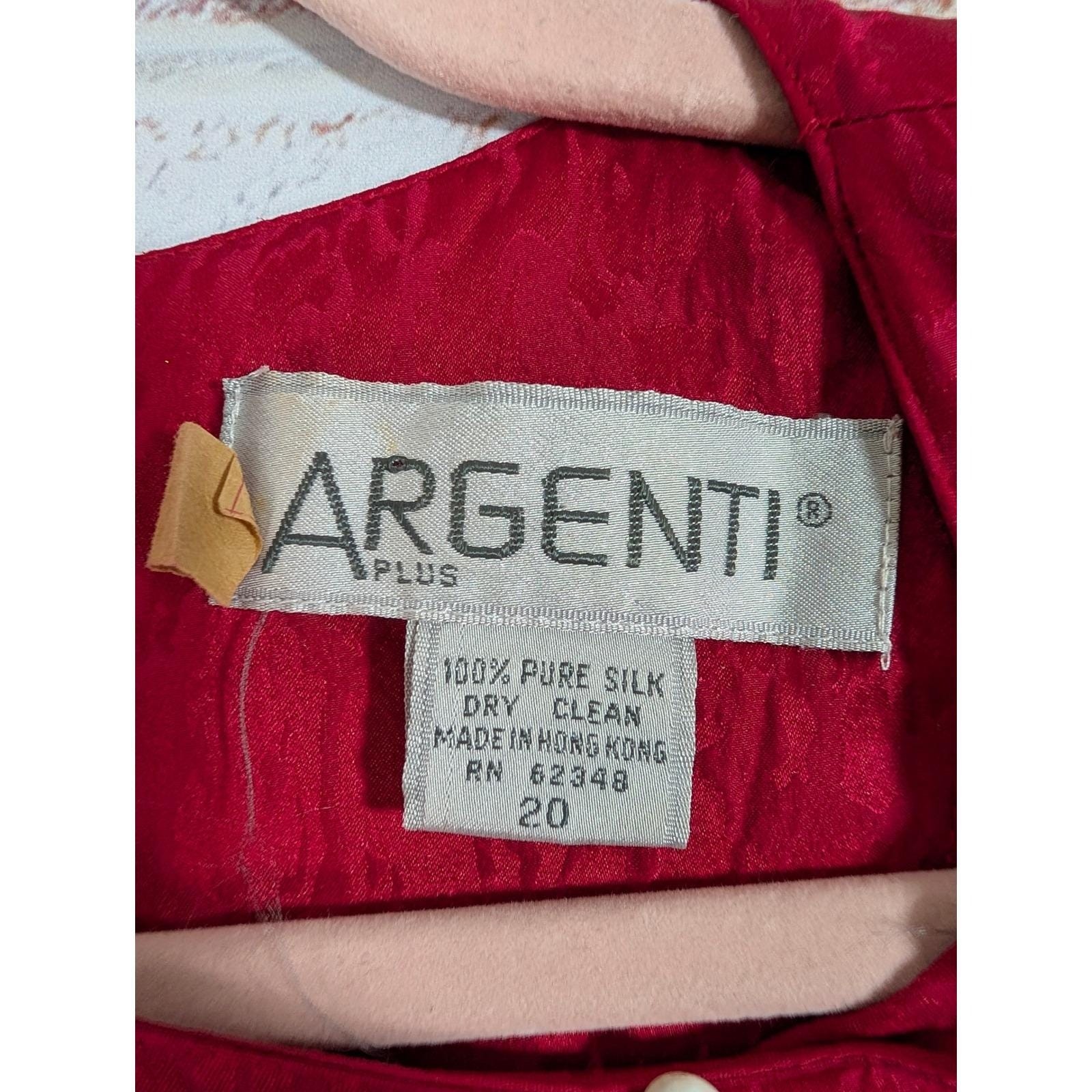 Argenti Skirt Set Womens 20 Red Silk Vintage Jacquard Animal Print 2pc Blouse