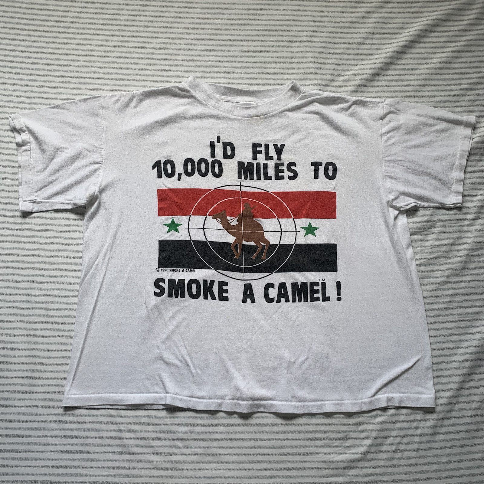 Vintage 1990 90s Fly Miles Smoke a Camel military desert storm shirt size L