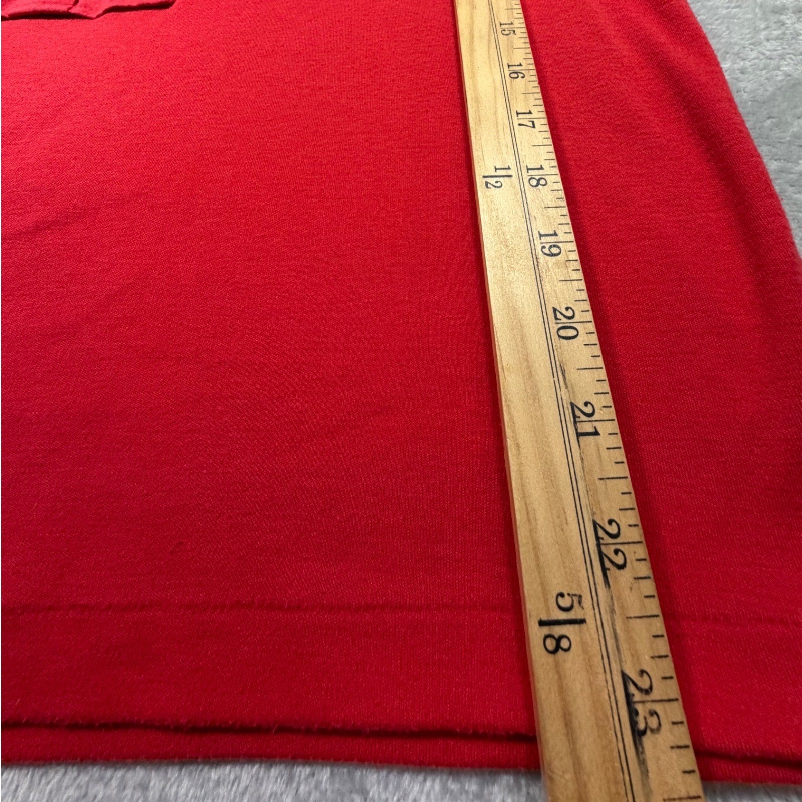 Vintage Beldoch Popper Red Henley Cargo Top Crochet Yoke Size L 80s Cotton Blend
