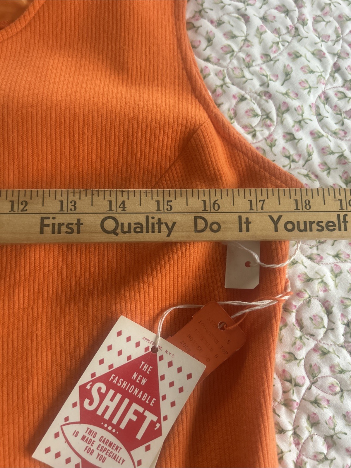 1960s vintage BeeDee JRS Shift Dress Orange And Plaid Original Paper Tags Sz 15