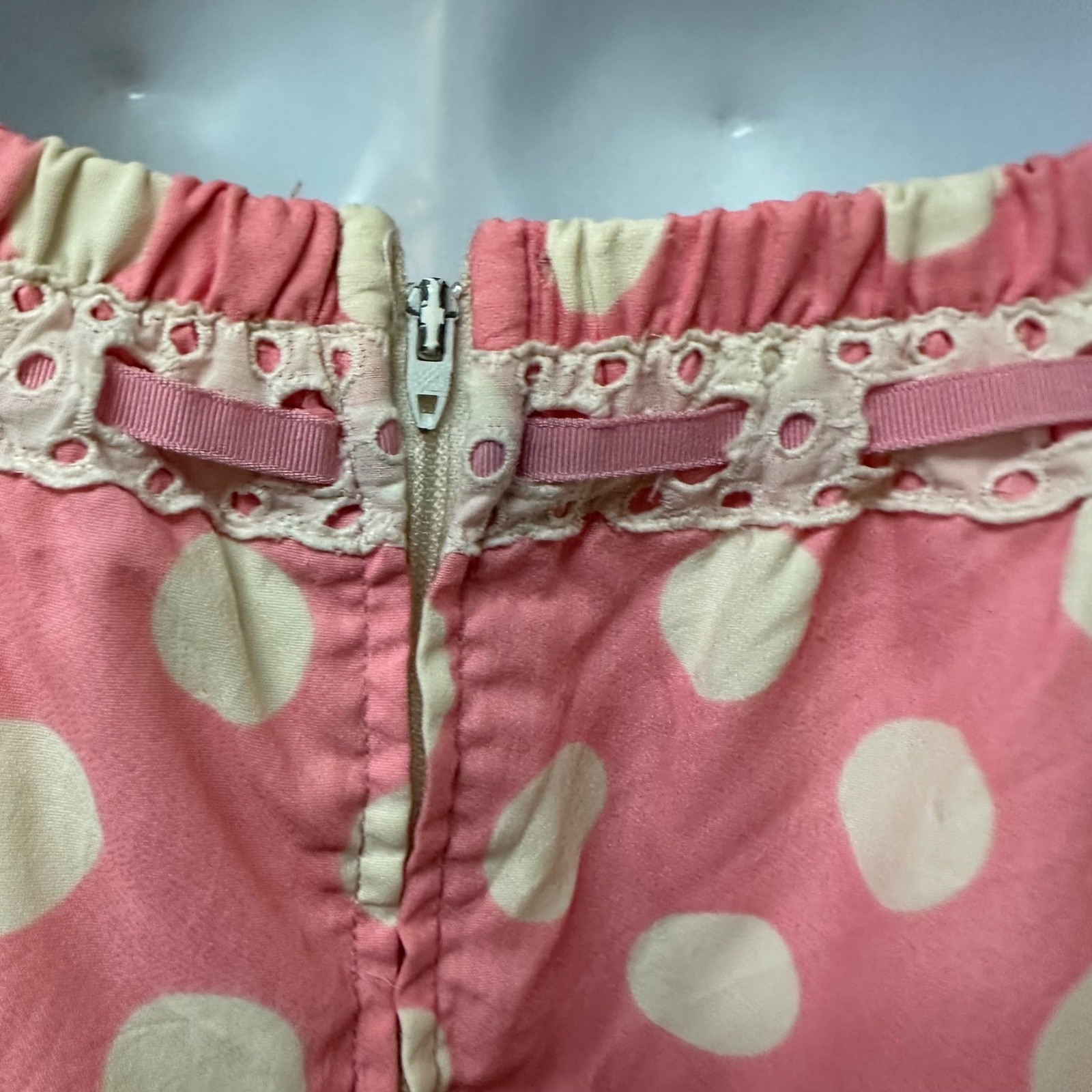 Illusions Cole of California Vintage Pink Polka Dot 2 Pc Swimsuit Eyelet Lace
