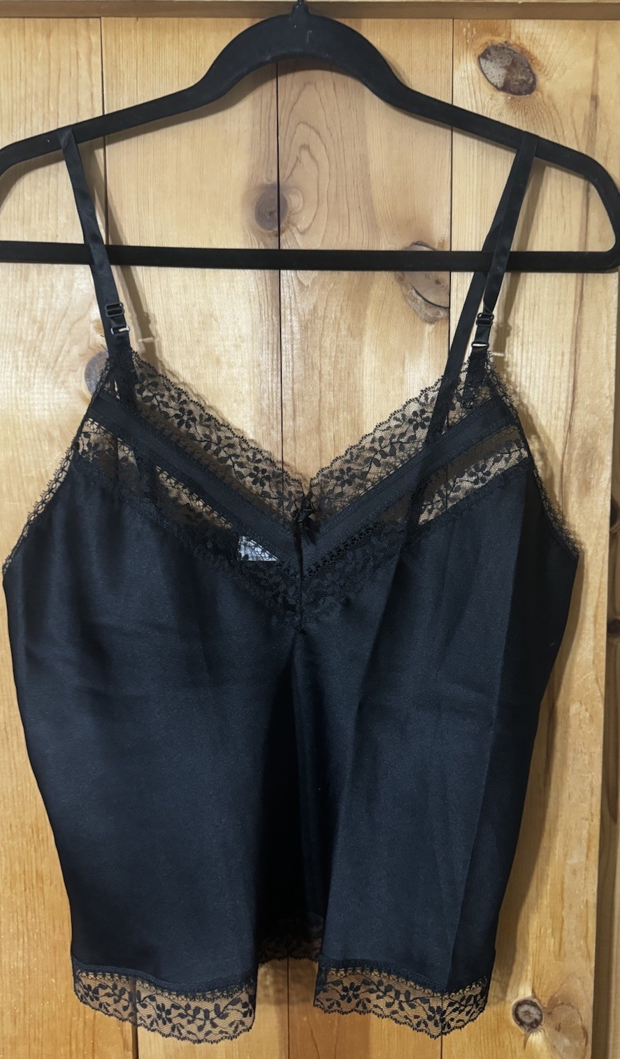 VTG 1980s Black Lace Trim Cami Women’s Medium EUC Bonne Nuit