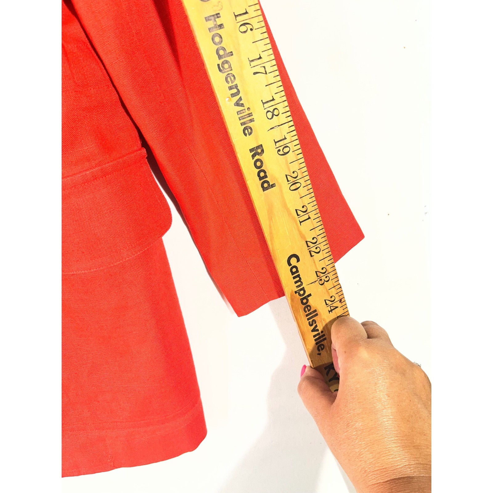 Talbots Linen Suit Set Women 12 Orange Blazer Midi Skirt Vibrant Career Wear