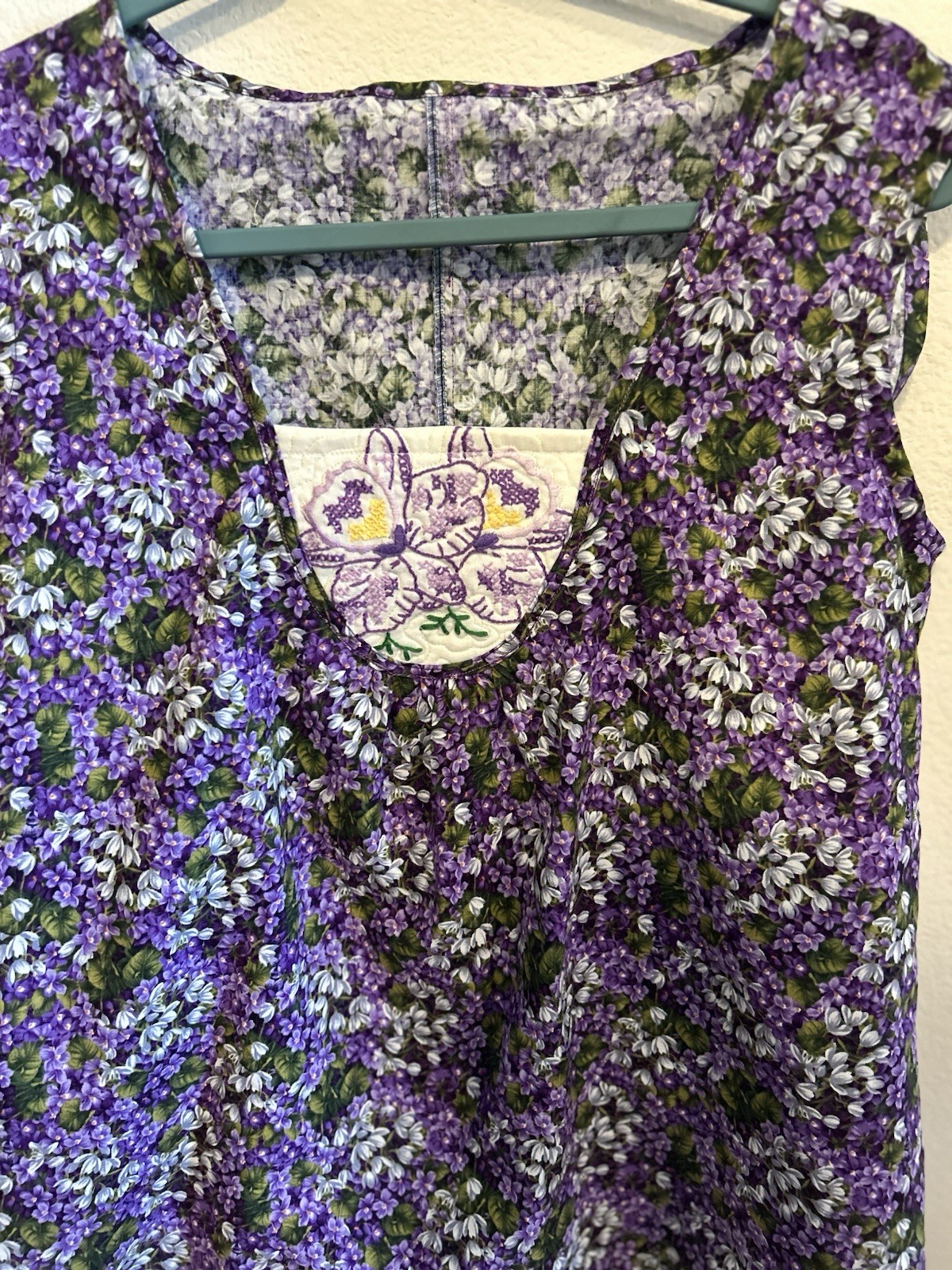Vintage Embroidery With Purple Floral Top