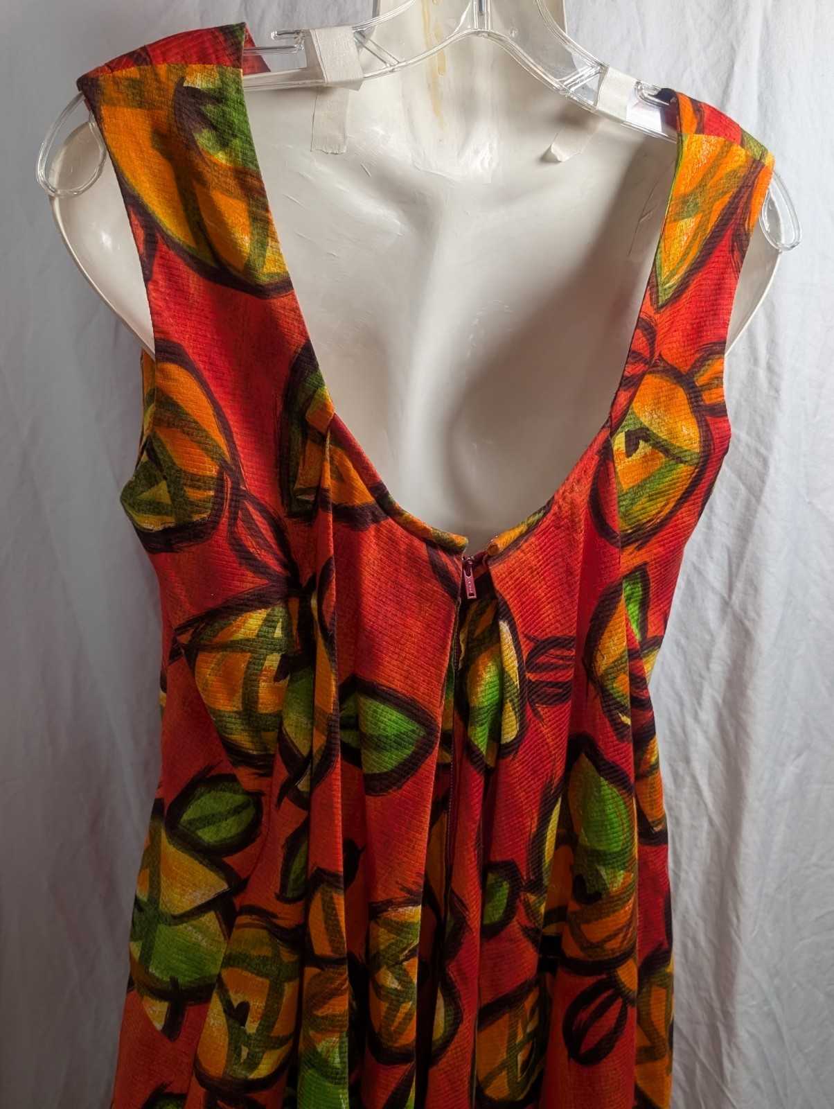 Liberty House By Kiyomi Hawaiian Maxi Dress Vintage Orange W/ Flowers, Gorgeous!