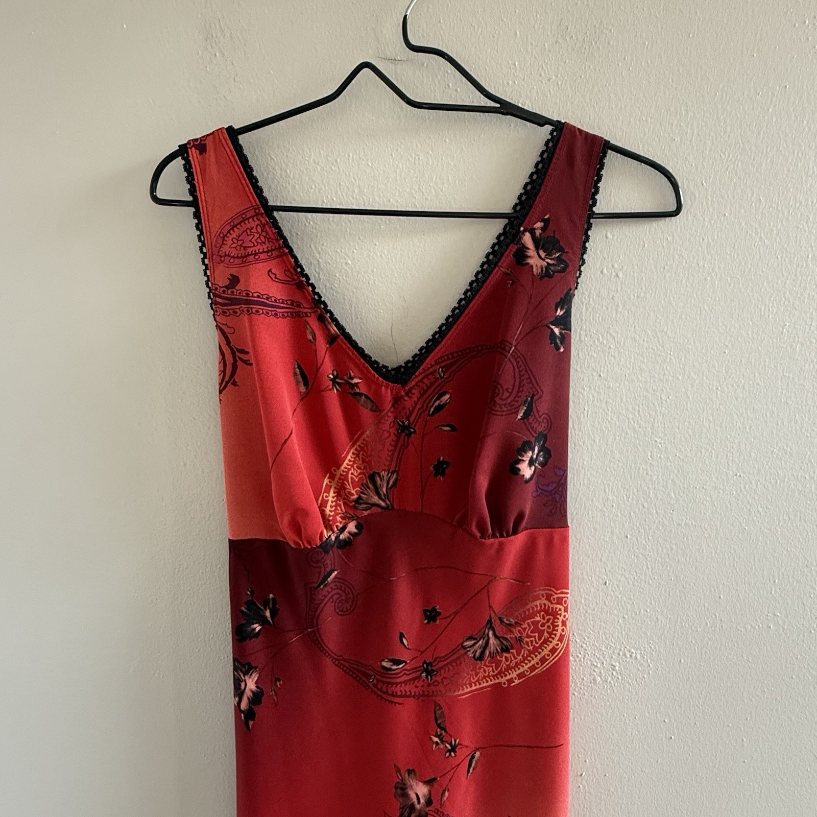 VTG Y2K Floral Slip Dress Sz Large 14 Fairy Whimsigoth Paisley Grunge Maxi