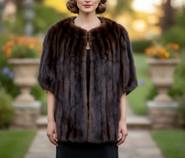 Vintage 1940s Mink Fur Stole Wrap Shoulder Cape Shawl Free Size Women