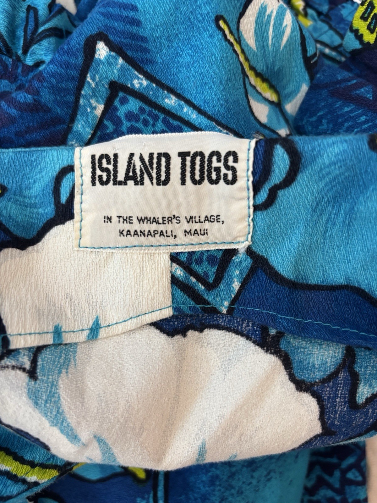 An Original Vintage Hawaiian Island Togs Dress Size X-Small Blue Floral