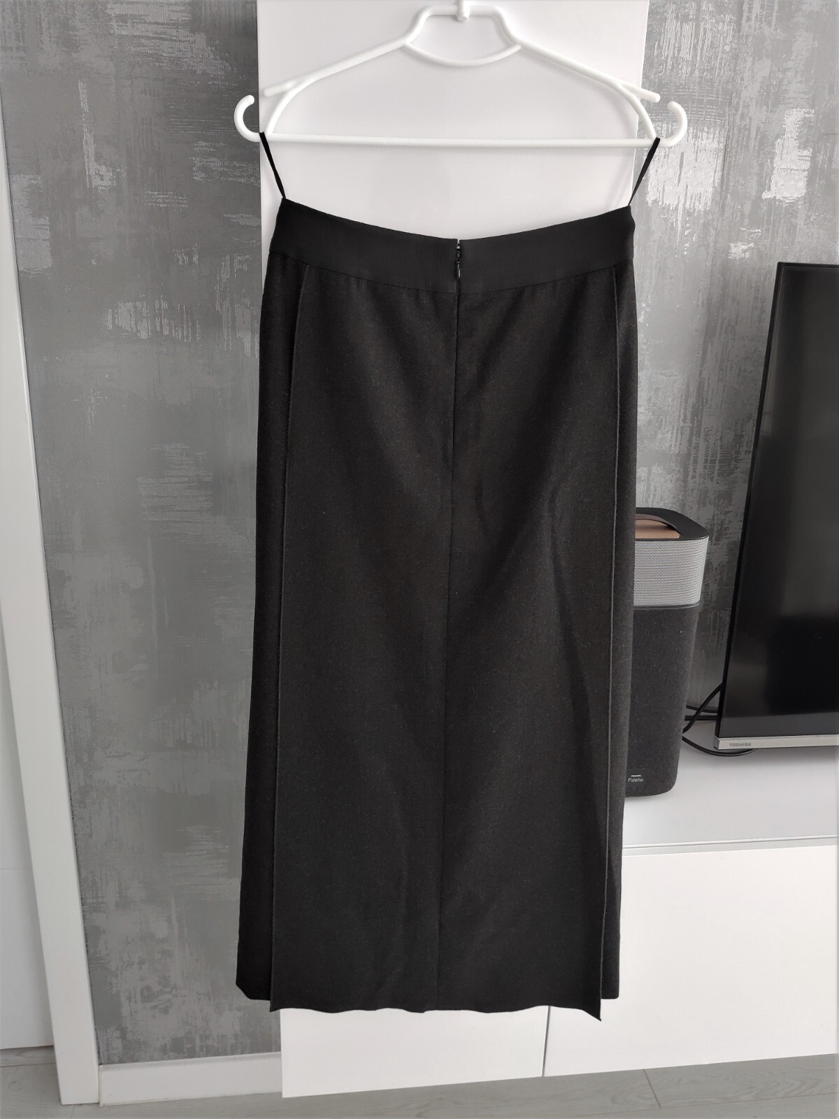 Chanel Vintage 1999 France Wool Cashmere Gray Overlap Panel Long Maxi Skirt 38 S