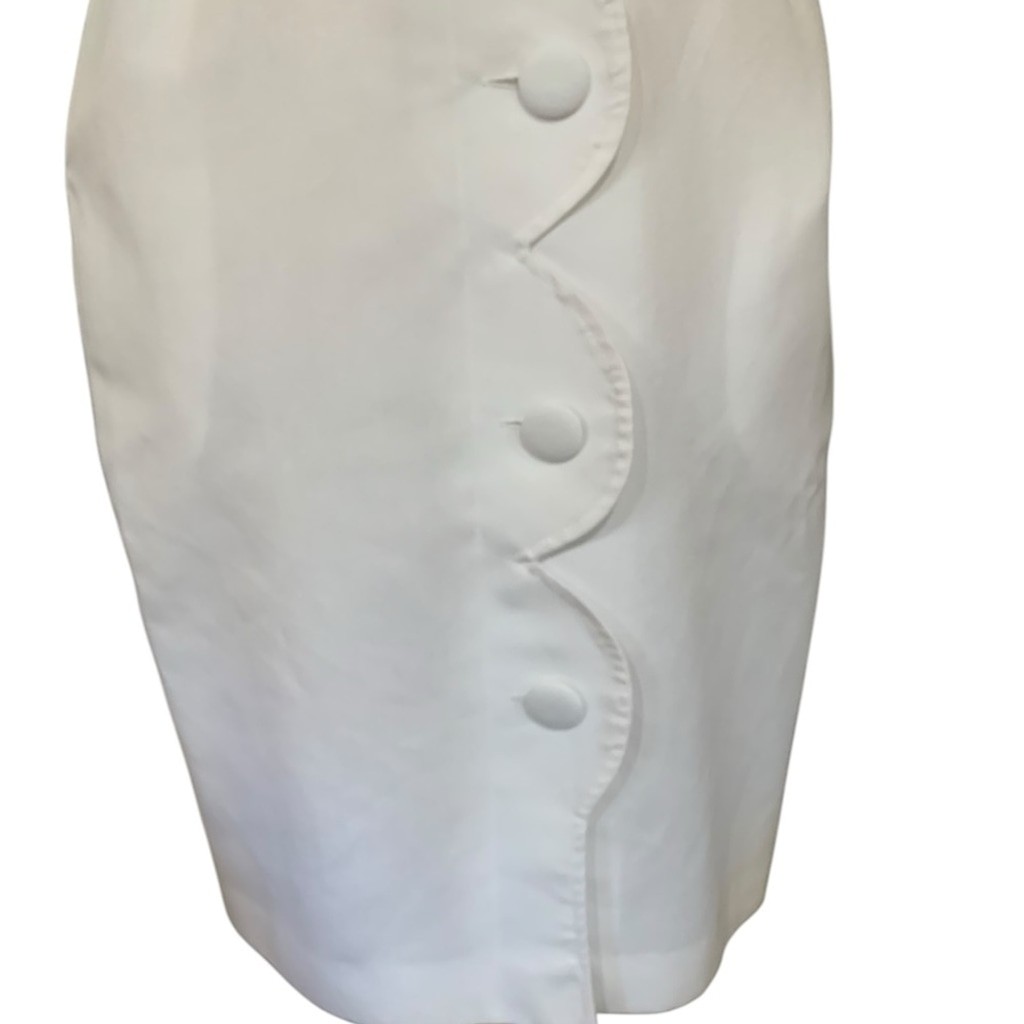 Vintage 90’s Action line white scallop trim button up dress with pockets size 8