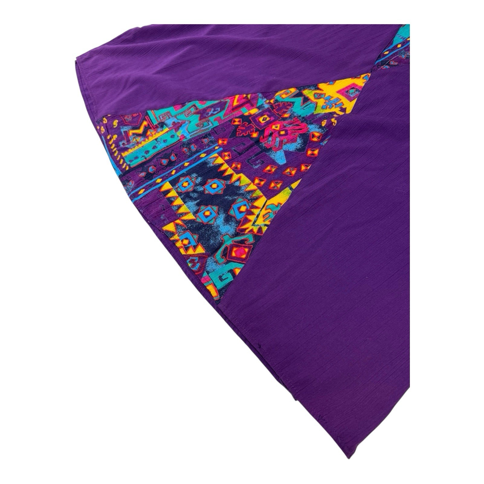 Vintage C.M. Shapes Purple 2X Southwestern Tribal Aztec Motif Short Sleeve Shirt