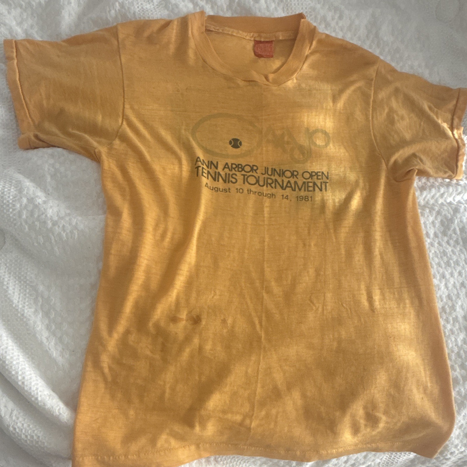 Paper Thin Yellow Ann Arbor Tennis Tournament 1981 Graphic