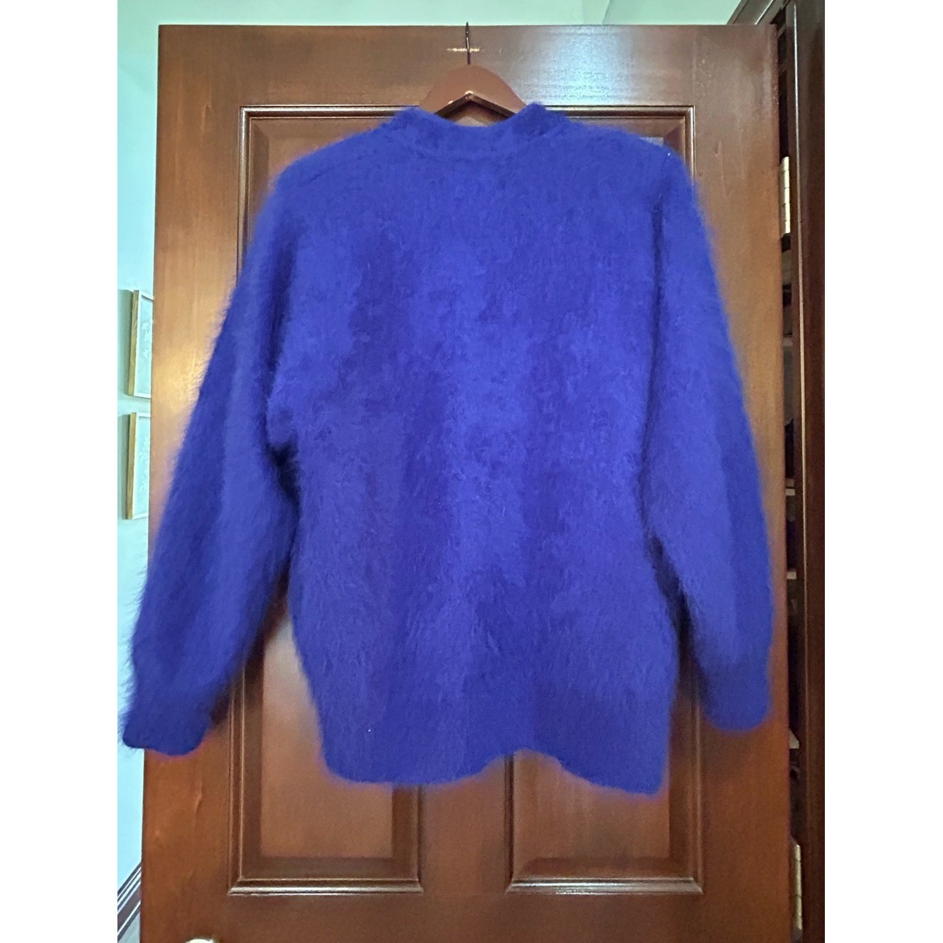 Vintage 90’s Belldini Angora Blend Cardigan Size L Purple Fuzzy Button Sweater