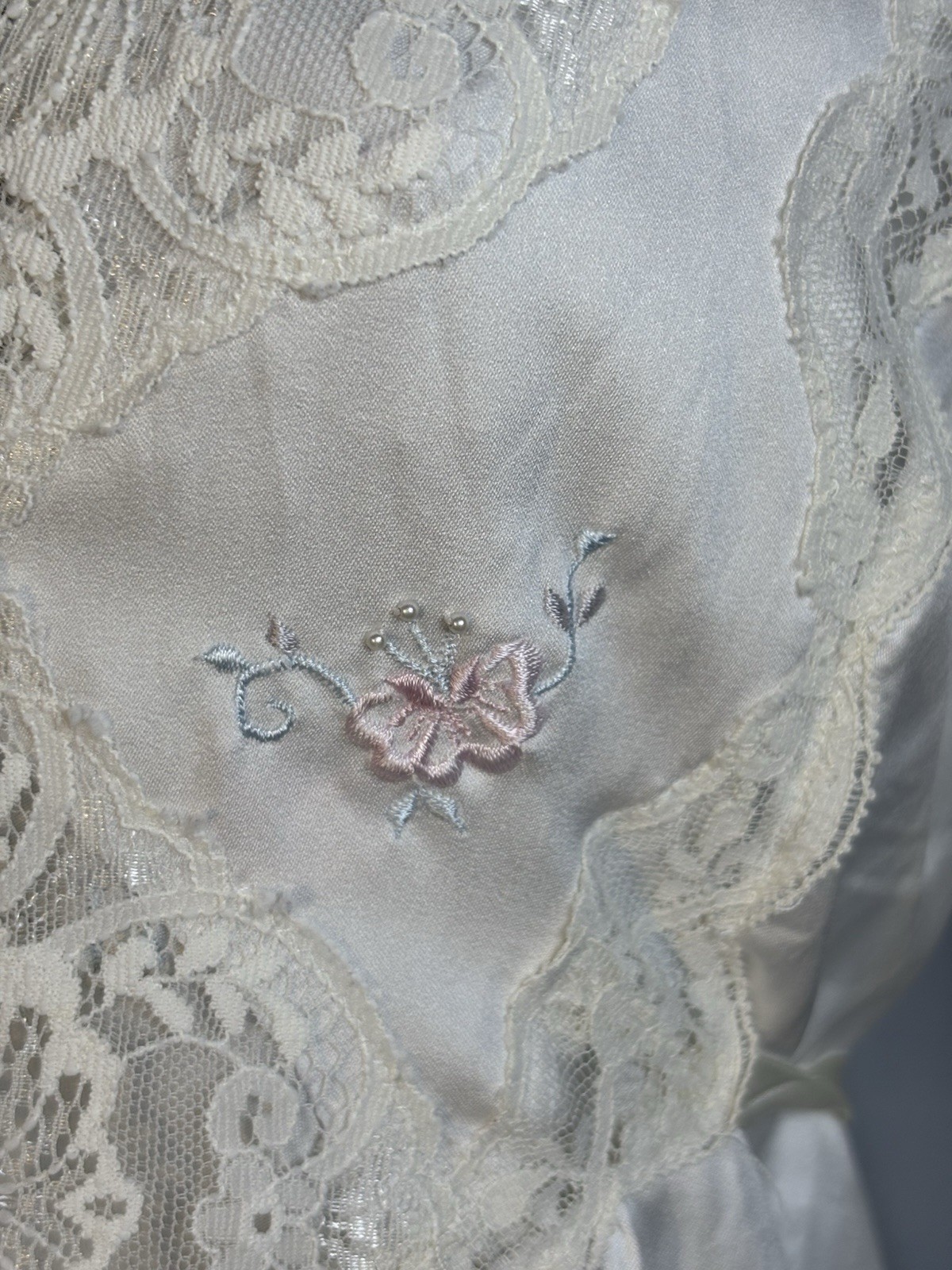 Vintage Barbizon Ivory Satin Lace Peignoir Set Gown & Robe 1950s Lingerie READ