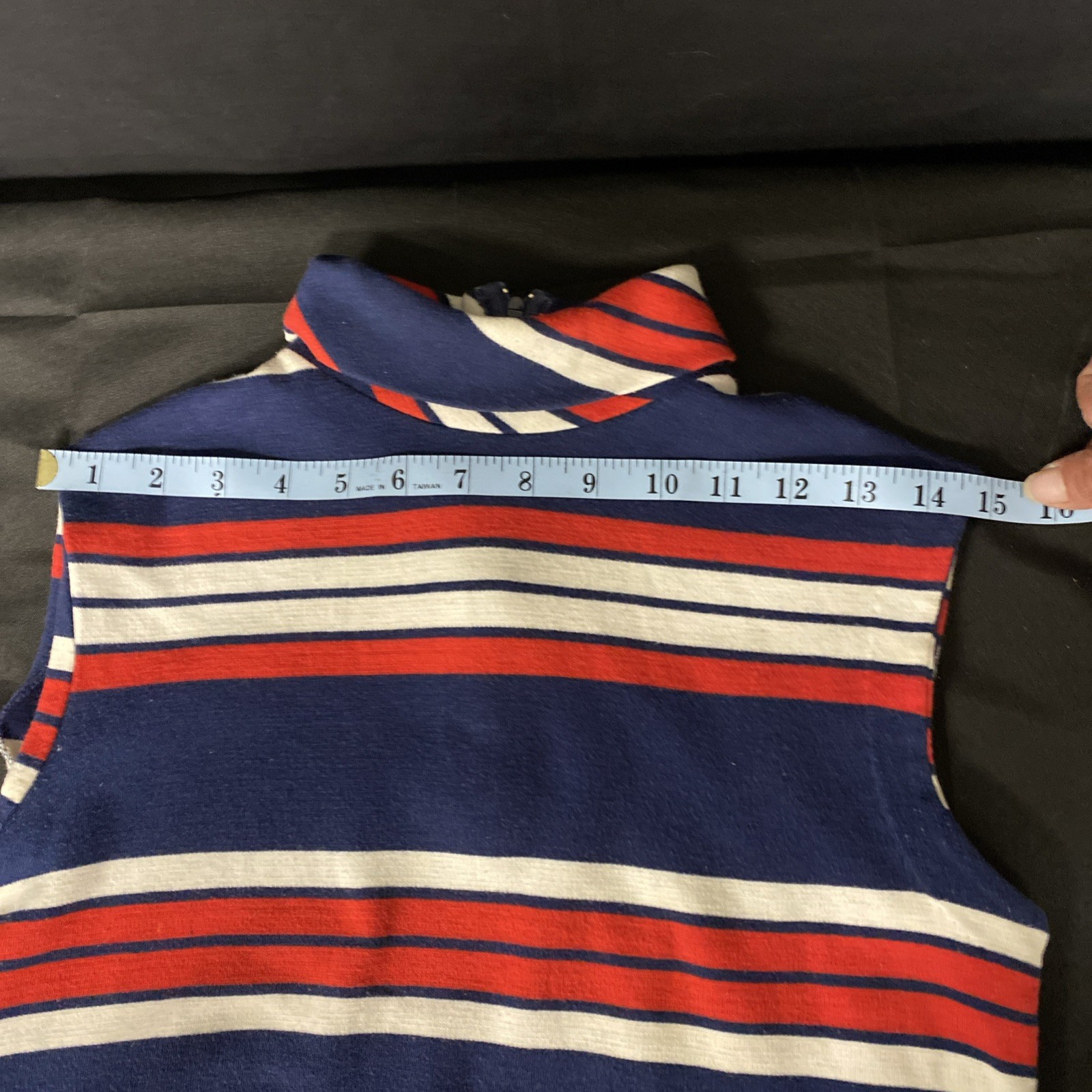 Preppy Red White & Blue VTG 70s Sleeveless Mock Turtleneck Top w/Zipper