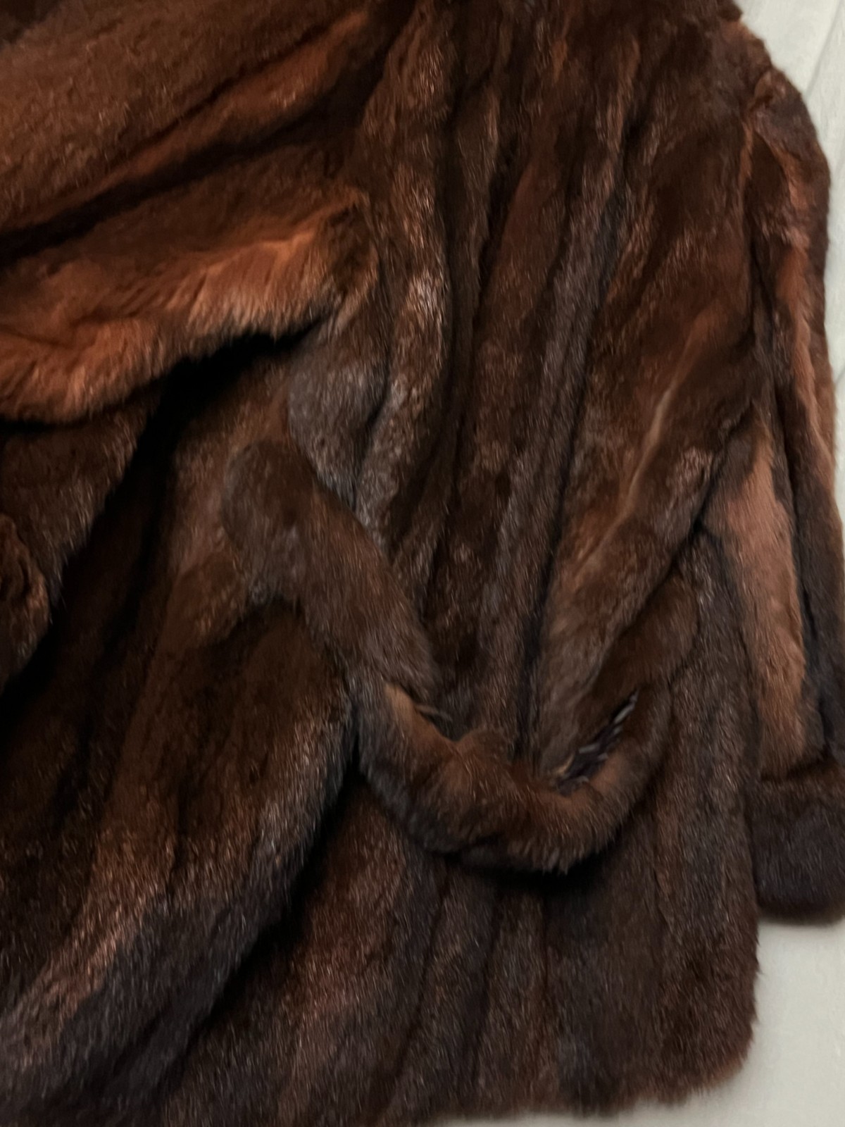 VINTAGE SOFT Reddish Brown NEW ZEALAND OPOSSUM FUR Jacket S/M