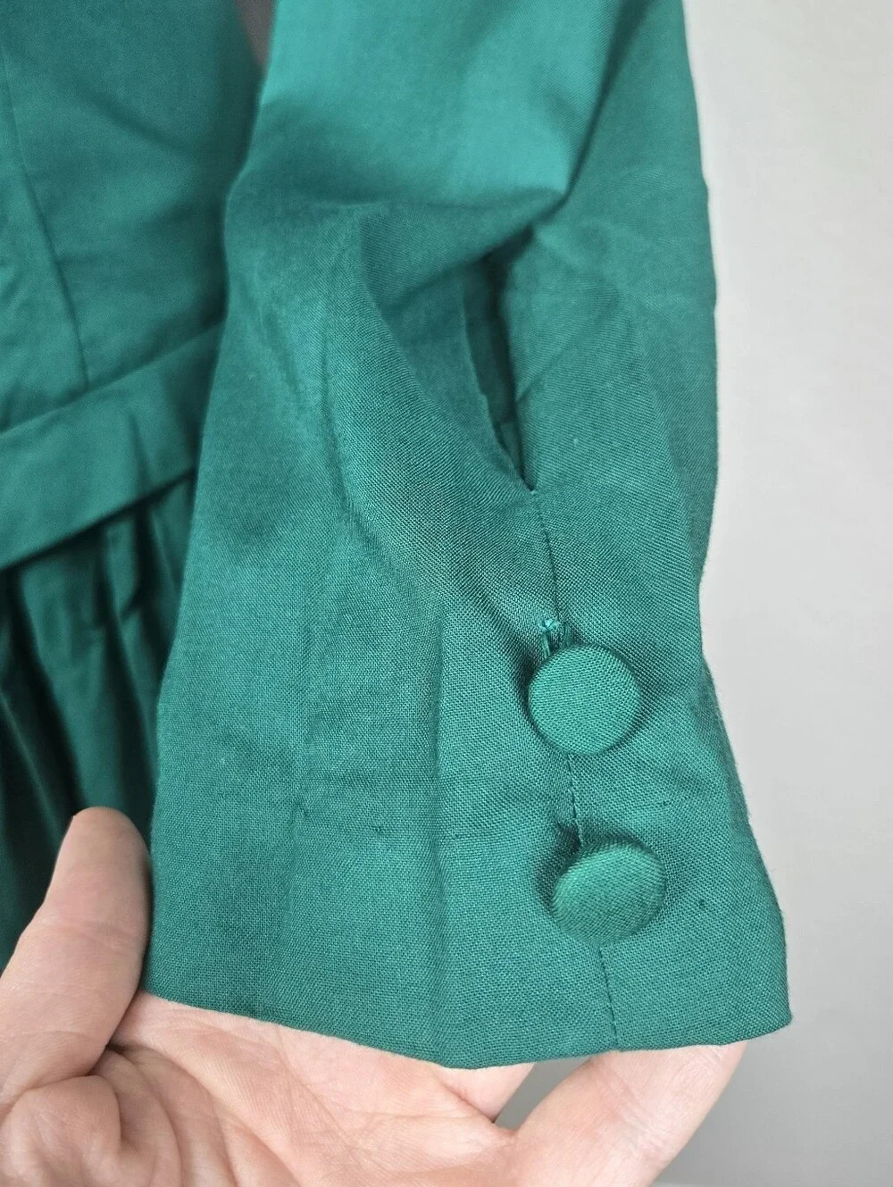 Vintage 80s Kathie Lee Emerald Embroidered Prairie Midi Dress Cottagecore Sz 6