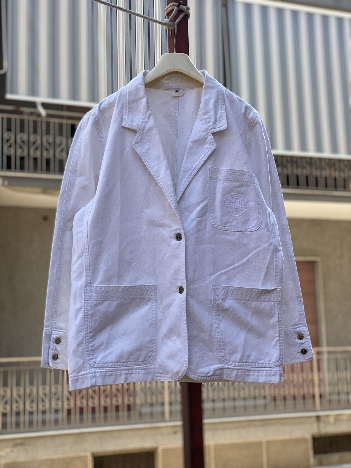 Rare Fendi Vintage 80s White Denim Blazer Jacket Size 42