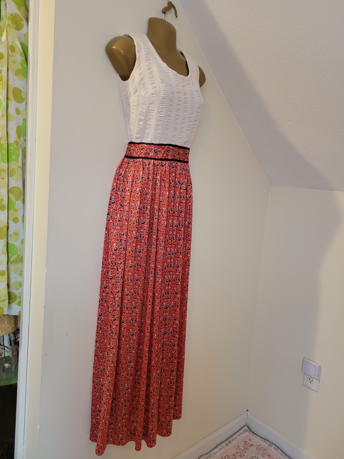 VTG 60’s 70’s Shady Lane Red White & Blue Floral Cottage Dress