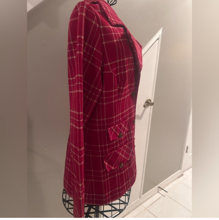 Vintage plaid women’s blazer red white 1970s Catalina Sportwear California usa