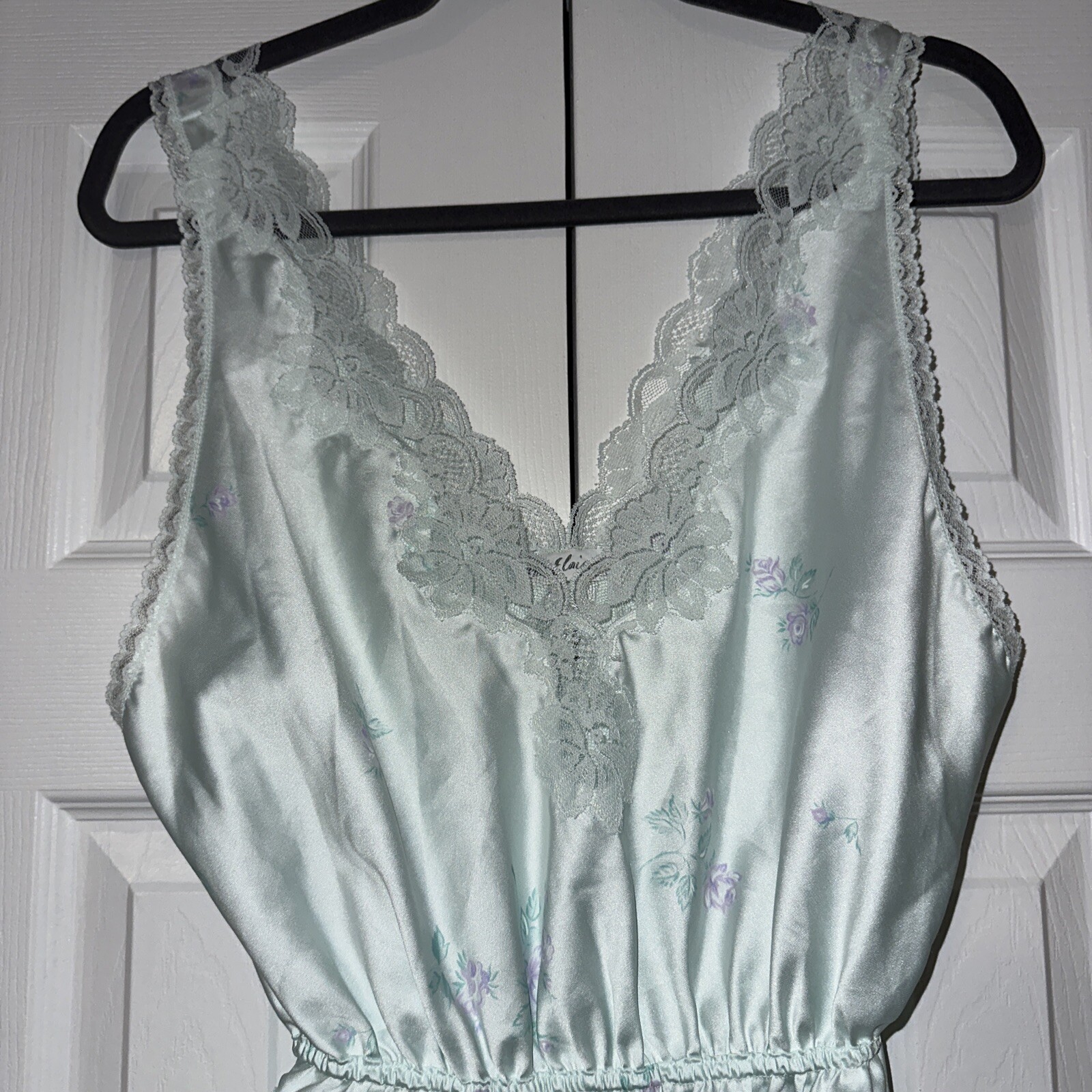 Vintage Miss Elaine Pastel Floral Lace Teddy Romper Playsuit Size M Made In USA