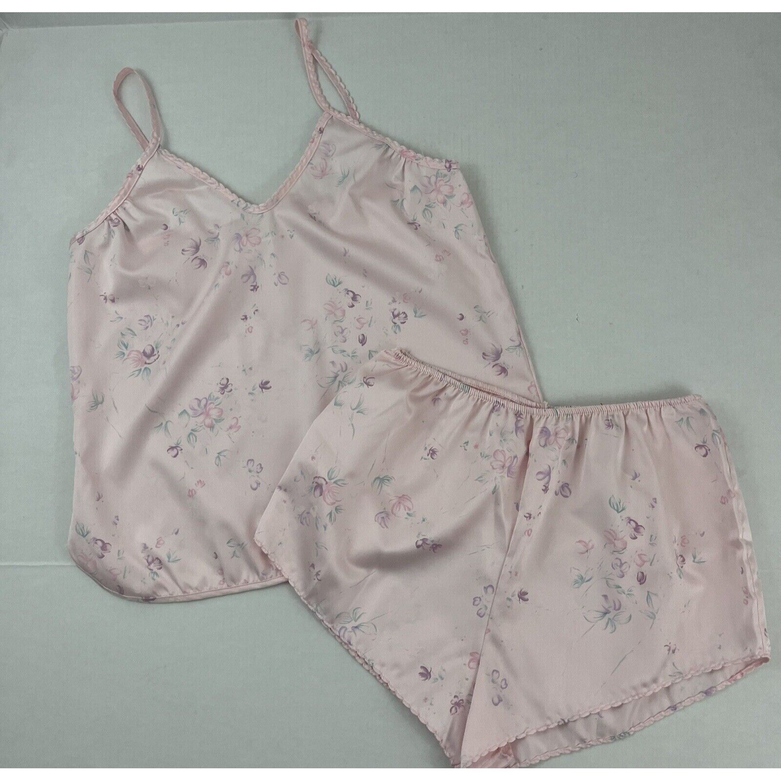 Vintage Miss Diva Women’s M Camisole Cami & Tap Panty Set Pink Floral 2pc
