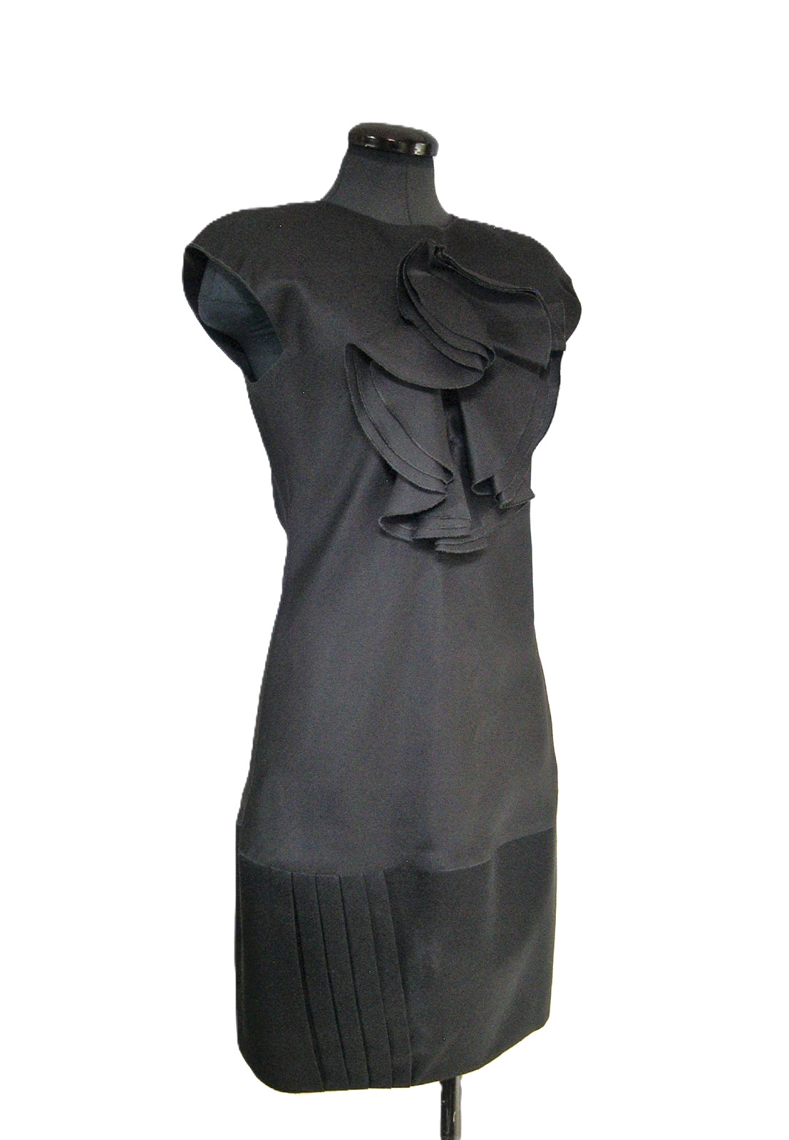 Vintage Requiem dress,French couture black silk/wool by Raffaelo Borriello, 42