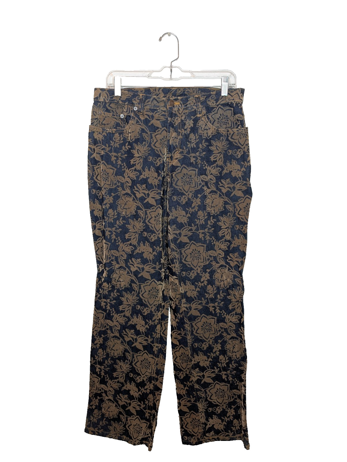 Vintage Bill Blass Brocade Velveteen Jeans Floral High Rise Sz 8 5 Pocket Design