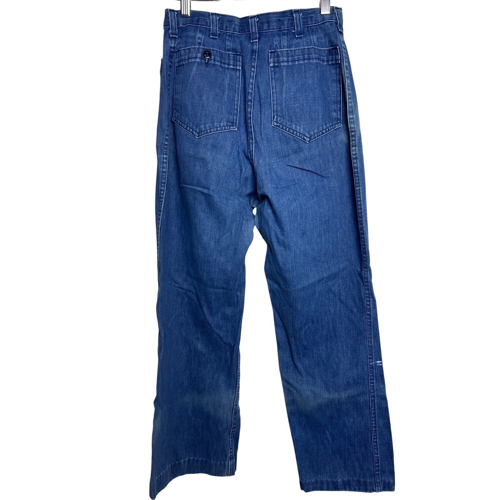 Vintage 1986 US Navy Utility Slacks Denim Hi Waisted Wide Leg Jeans 12L 26×27 G8