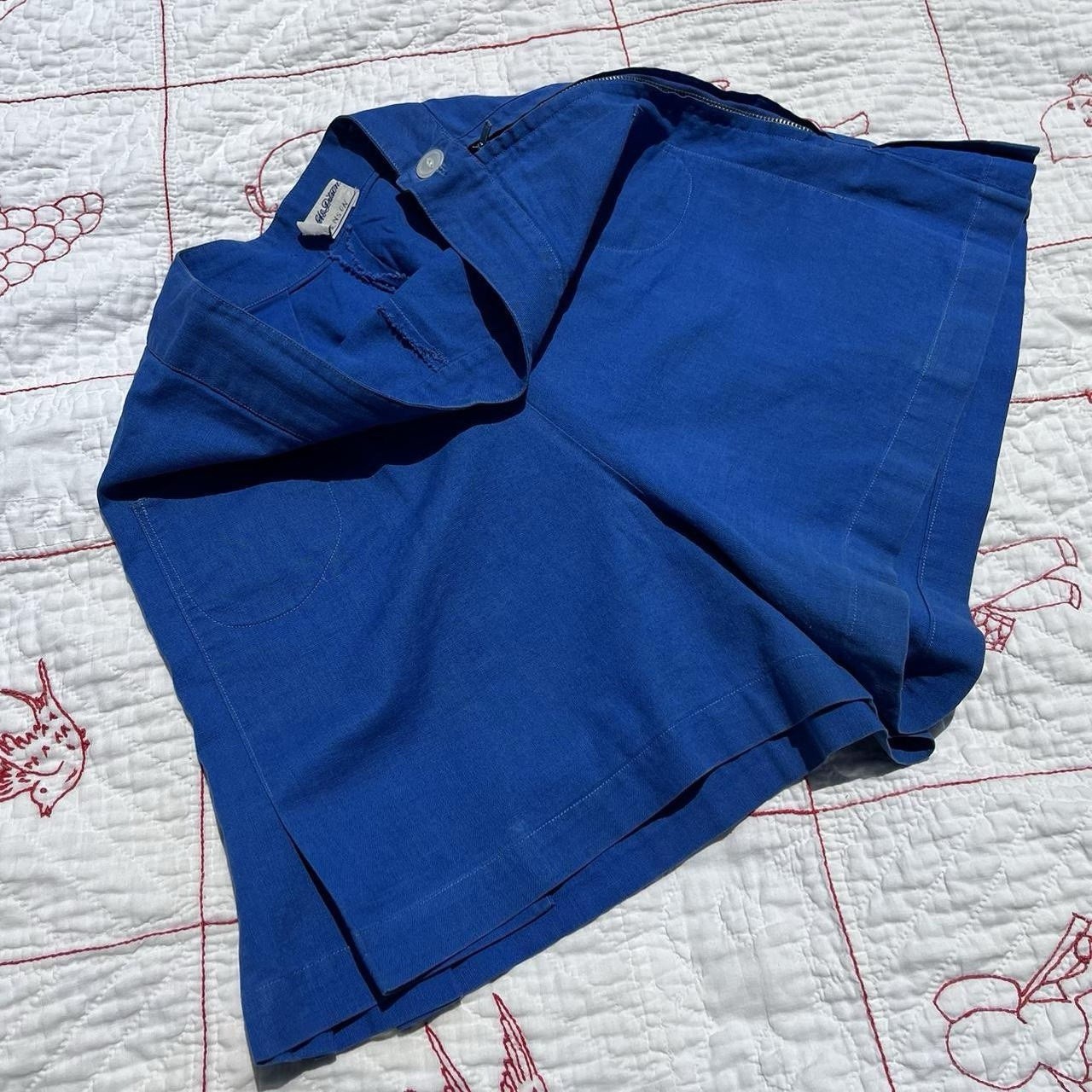 Vintage 1930s ~ 1940s Royal Blue High Waisted Cotton Shorts Side Zip Sportswear