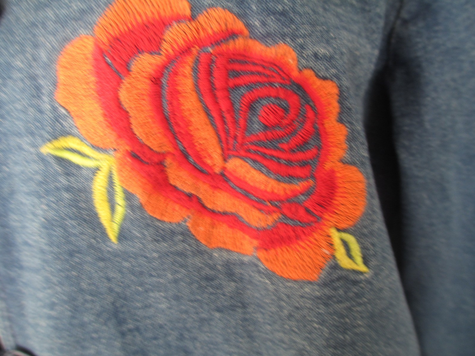 DENIM CO ORIENTAL STYLE EMBROIDERED DENIM 3/ 4 JACKET