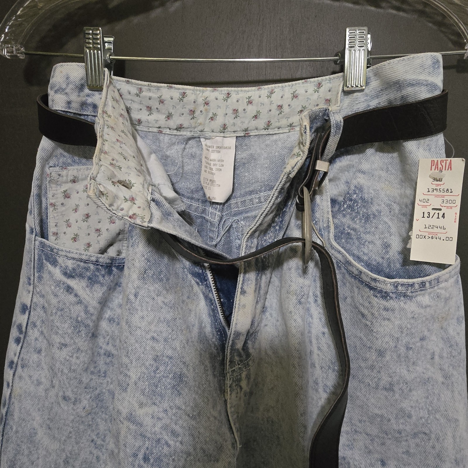 VTG 80s Deadstock Acid Wash Patchwork Mom Jeans PASTA Breaker Sz 13/14 NWT