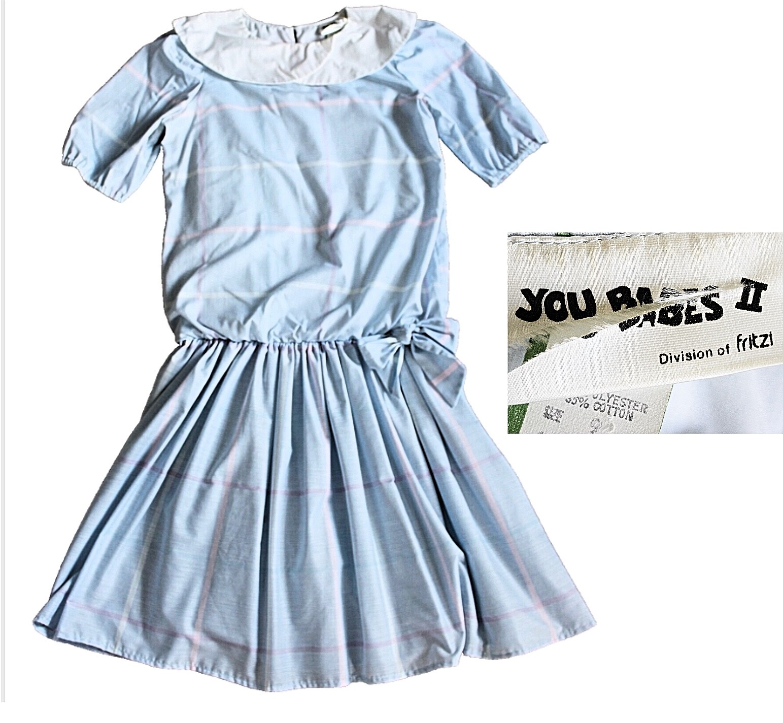 Vintage 80s You Babes II Fritzi – Mission Collar, Drop Waist Dress- Excellent, 9