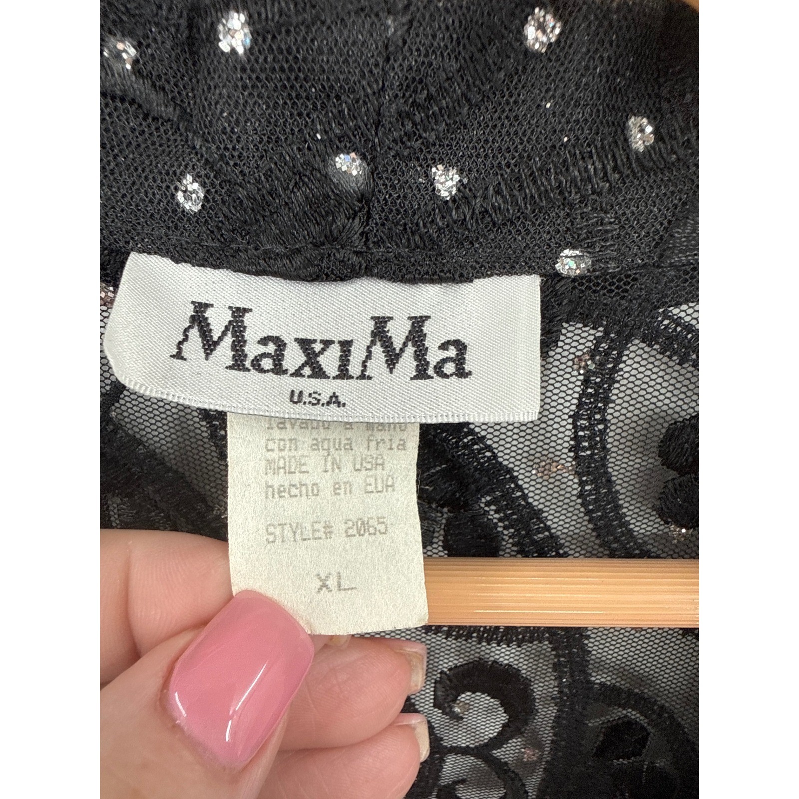 Vintage MaxiMa Evening Jacket Womens XL Lace Rhinestones Elegant Gala Bling