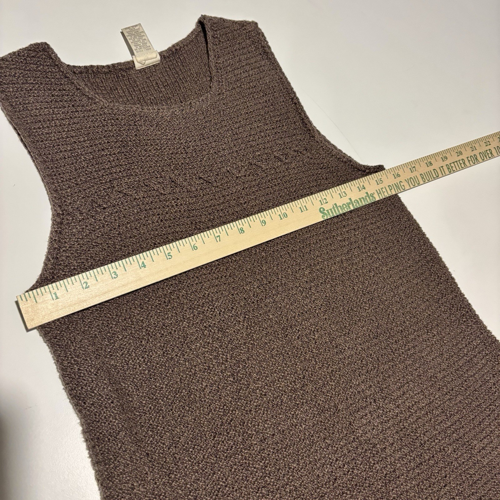 Vtg Rare Knit Dress 90s J Jill Crochet M Brown Sleeveless Shift Ribbed Cotton