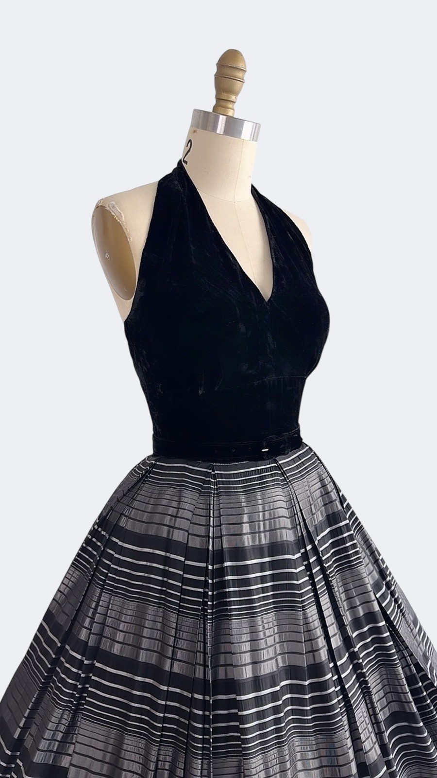 Vtg 1950s Belted DRESS Set Cocktail Party Velvet Halter Top Crop Bolero Jacket