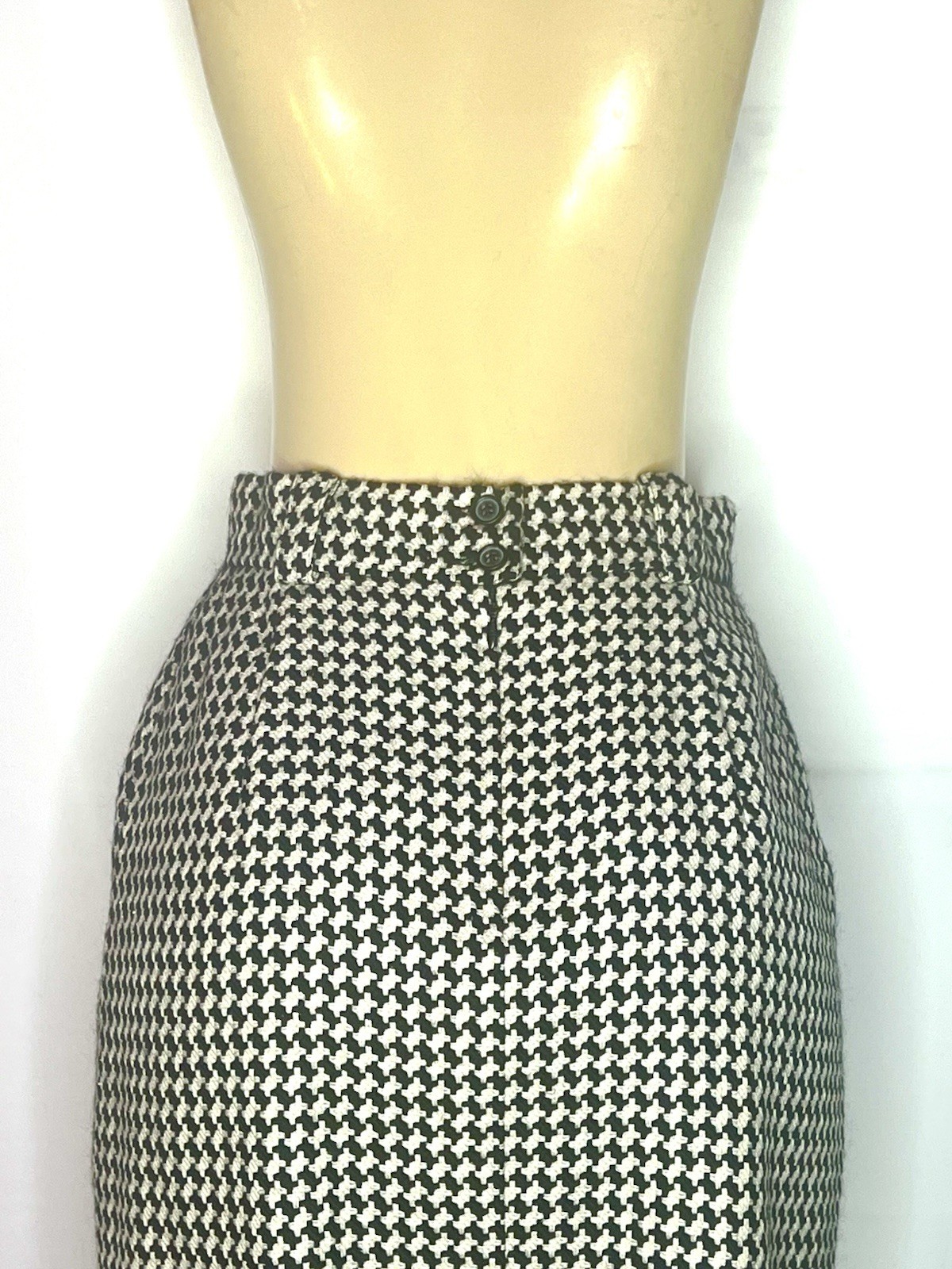 MONDI BLACK WHITE WOOL/SILK BLEND A LINE FULLY LINED SKIRT SZ 38