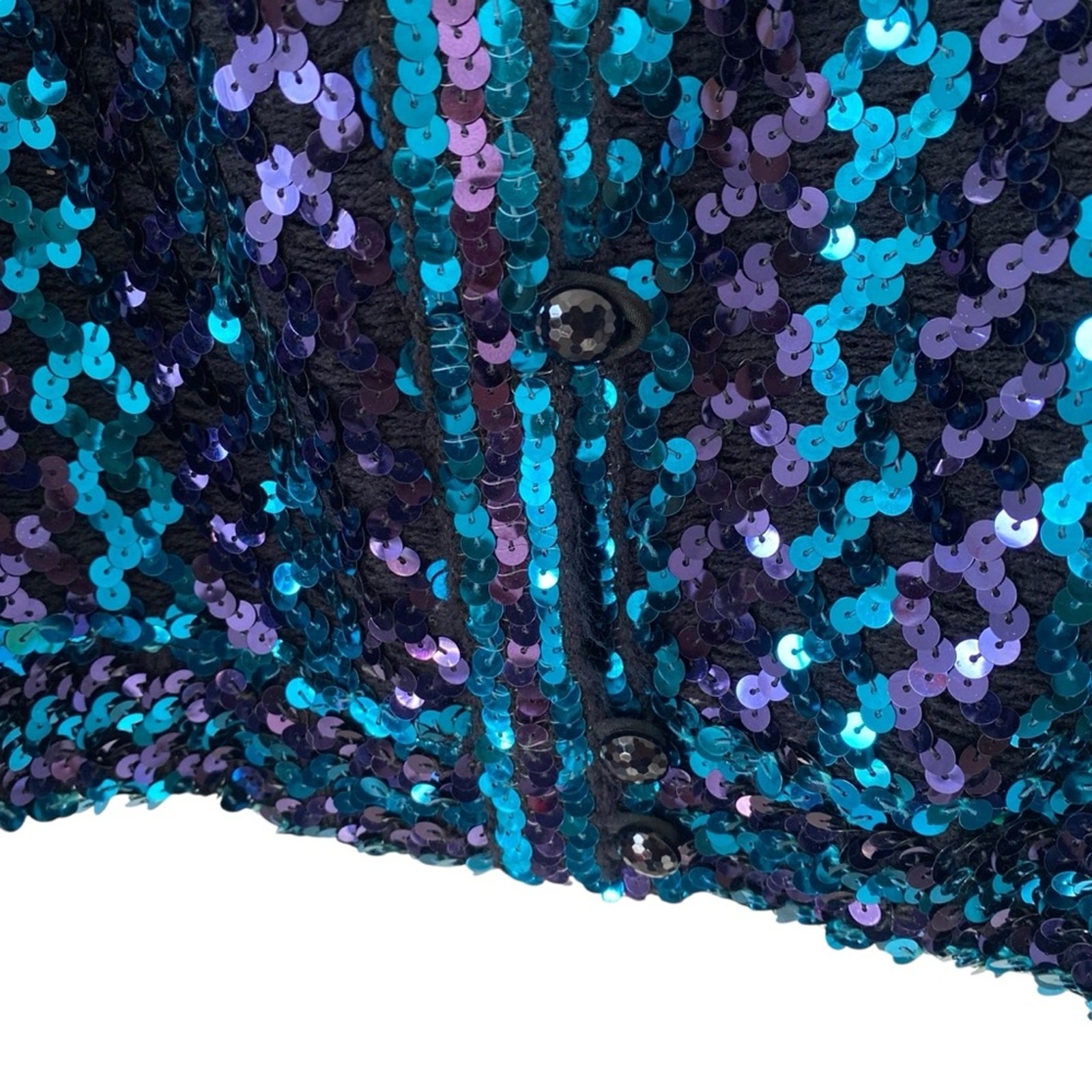 Three Flaggs California 70s Disco Sequin Jacket Blue Purple Black size large