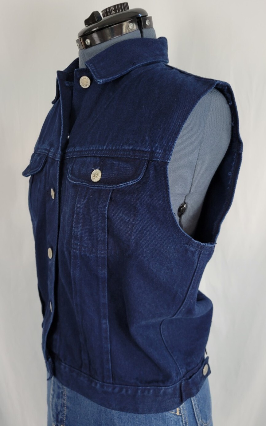 Vintage PS Gitano Dark Blue Sleeveless Denim Vest Size Small