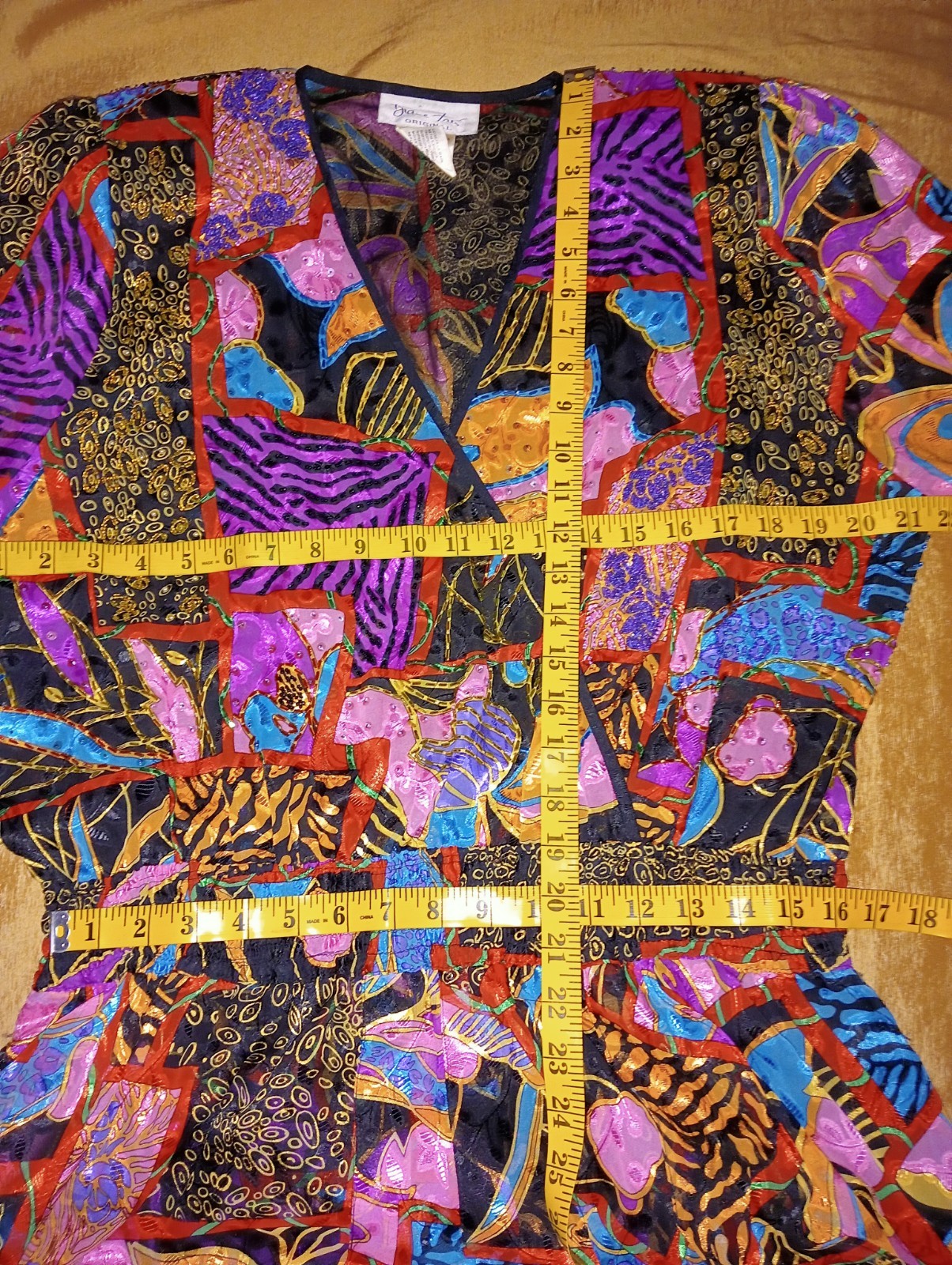 Vintage Diane Freis Georgette Maxi Dress purple turquoise black vibrant Boho