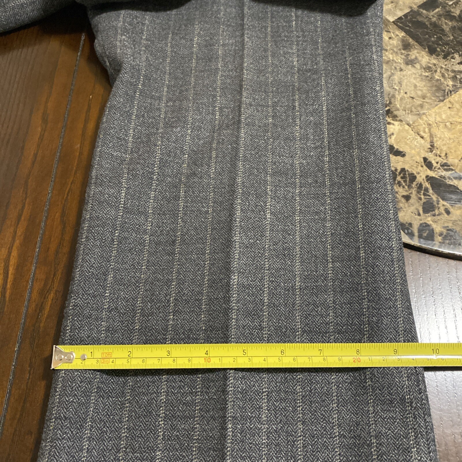 VTG Classic Tailored Pants Wide Leg Wool Sparkle Grey Pin Stripe SZ 10/12 Lined