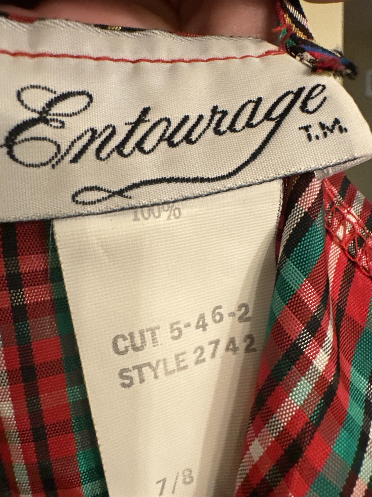 Vintage Entourage Red Plaid Dress Size 7/8